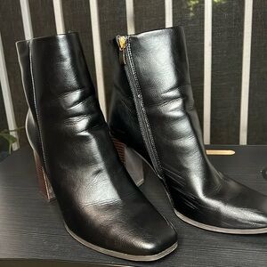 Black heeled booties.